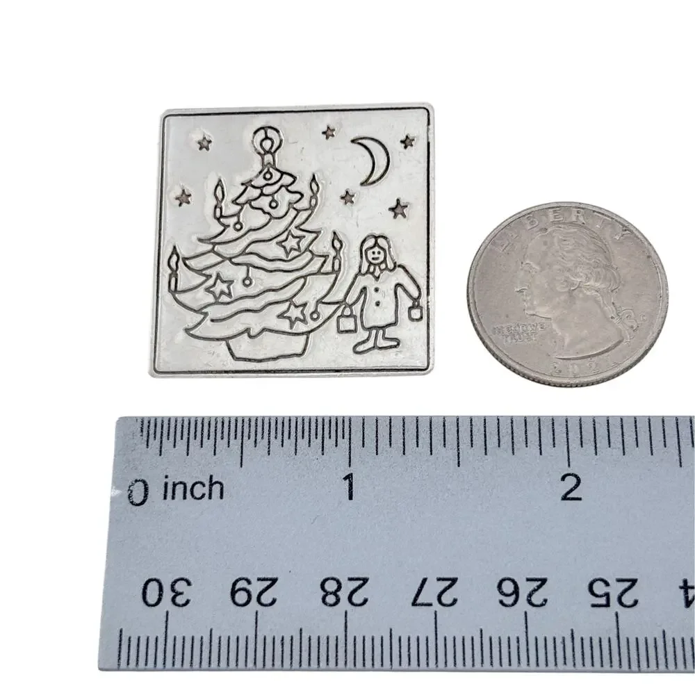 Vintage Mexico Taxco Sterling Silver 925 Mexico Christmas Tree Pin